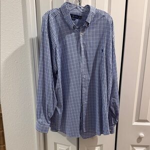 Ralph Lauren Blue and White Checkered Men's Shirt